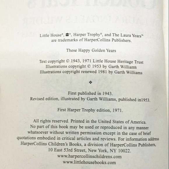 THESE HAPPY GOLDEN YEARS Book By Laura Ingalls Wilder Paperback - Picture 8 of 10